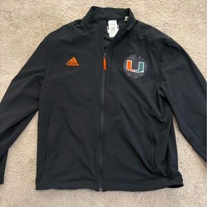 Adidas Black Rain Jacket with Large University of Miami Logo